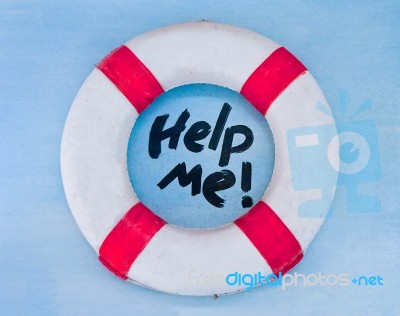 The Life Buoy Preserver On Wall Background Stock Photo