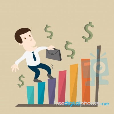 The Man Growth In Business Chart Stock Image
