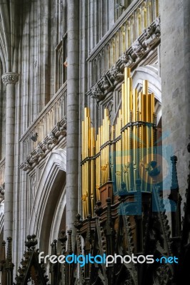 The Organ In Winchester Cathedral Stock Photo