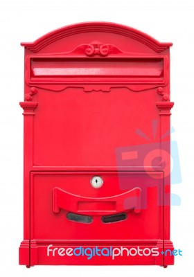 The Red Mailbox On White Background Stock Photo