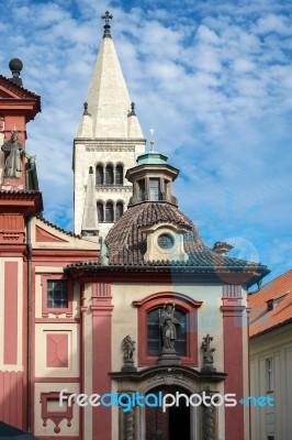 The Saint George's Basilica In The Castle Area Of Prague Stock Photo