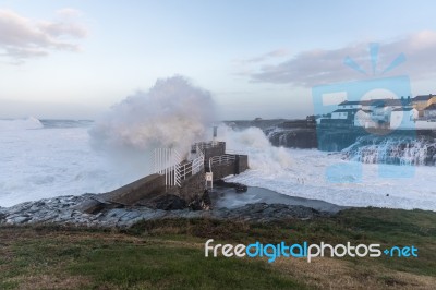 The Sea Crashes Hard On The Coasts Of Galicia, Stock Photo