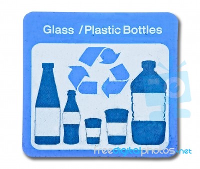 The Sign Of Recycle Glass And Plastic Bottle Stock Photo
