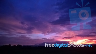 The Sky And Cloudy On Twilight    Stock Photo