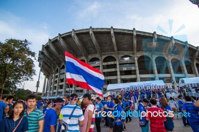 The Thai Fans Were Waiting For The Football Match Stock Photo