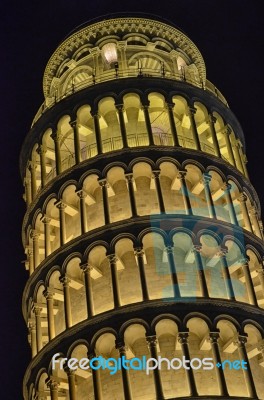 The Tower Of Pisa Illuminated Stock Photo
