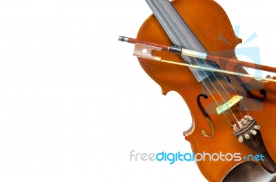 The Violin On White Background For Isolated With Clipping Path Stock Photo