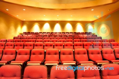 Theater Seats In Movie Hall Stock Photo