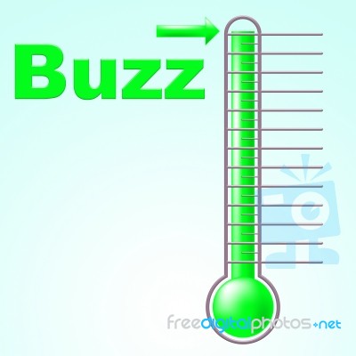 Thermometer Buzz Means Public Relations And Aware Stock Image