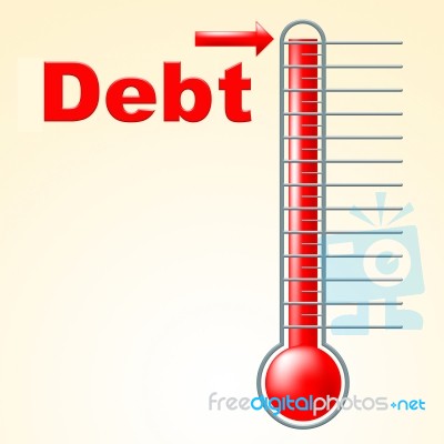 Thermometer Credit Indicates Debit Card And Banking Stock Image