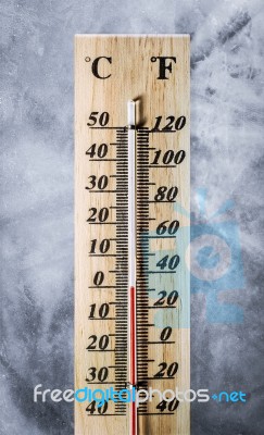 Thermometer On Ice Stock Photo