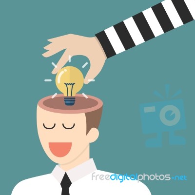 Thief Stealing Lightbulb Idea From A Head Stock Image