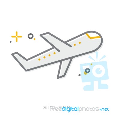 Thin Line Icons, Airplane Stock Image