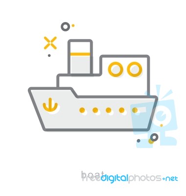 Thin Line Icons, Boat Stock Image