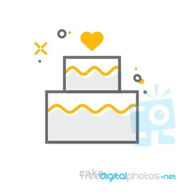 Thin Line Icons, Cake Stock Image