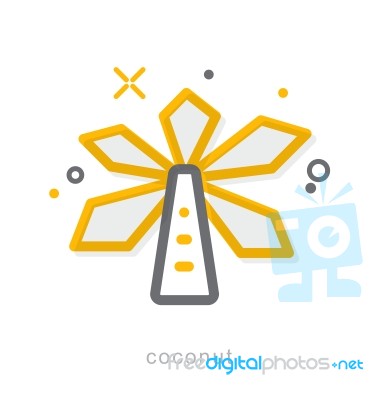 Thin Line Icons, Coconut Stock Image