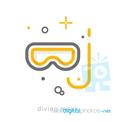 Thin Line Icons, Diving Mask Stock Image