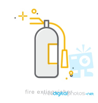Thin Line Icons, Fire Extinguisher Stock Image