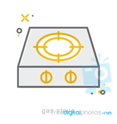 Thin Line Icons, Gas Stove Stock Image