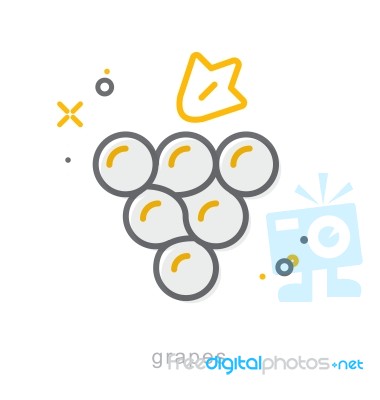 Thin Line Icons, Grapes Stock Image