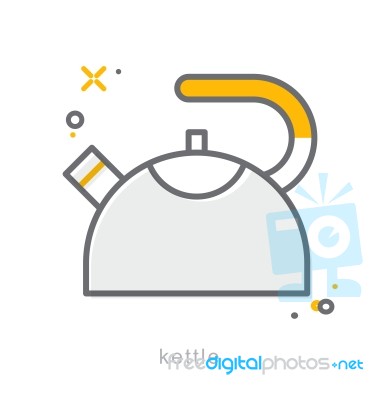 Thin Line Icons, Kettle Stock Image