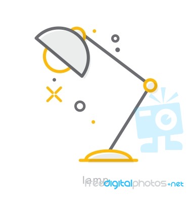 Thin Line Icons, Lamp Stock Image