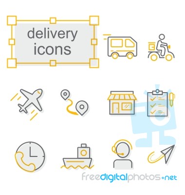 Thin Line Icons Set, Linear Symbols Set, Delivery Stock Image