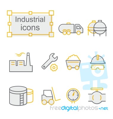 Thin Line Icons Set, Linear Symbols Set, Industrial Stock Image