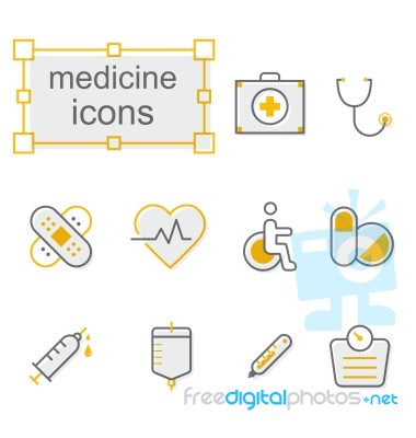 Thin Line Icons Set, Linear Symbols Set, Medicine Stock Image