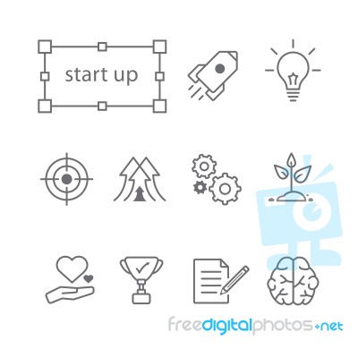 Thin Line Icons Set, Start Up Stock Image