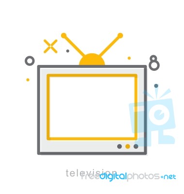 Thin Line Icons, Television Stock Image