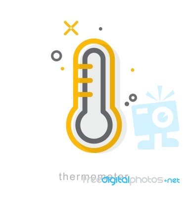 Thin Line Icons, Thermometer Stock Image