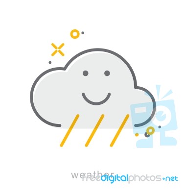 Thin Line Icons, Weather Stock Image