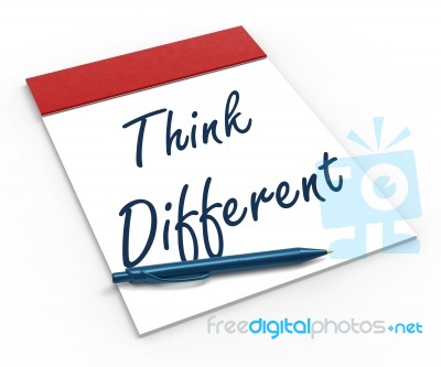 Think Different Notebook Shows Inspiration And Innovation Stock Image
