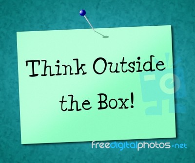 Think Outside Box Shows Originality Opinion And Ideas Stock Image