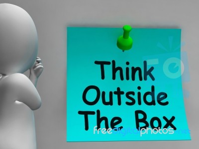 Think Outside The Box Means Different Unconventional Thinking Stock Image