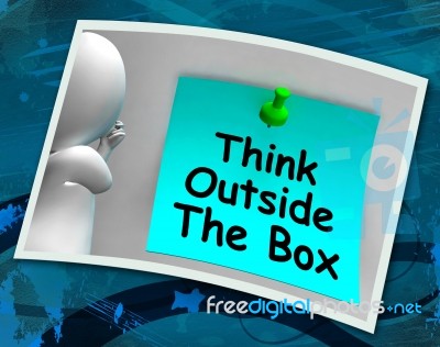 Think Outside The Box Photo Means Different Unconventional Think… Stock Image