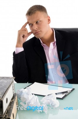 Thinking Ceo Looking Aside Stock Photo