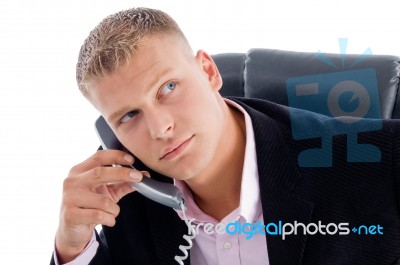 Thinking Manager Busy On Phone Stock Photo