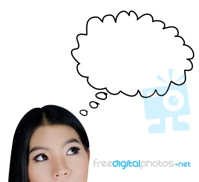 Thinking Woman With An Ideas Stock Photo