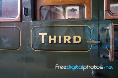 Third Class Carriage Door And Window At Sheffield Park Station E… Stock Photo