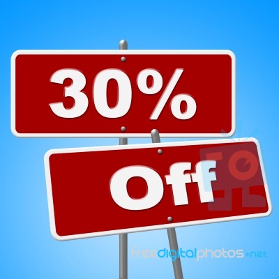 Thirty Percent Off Represents Savings Discounts And Sale Stock Image