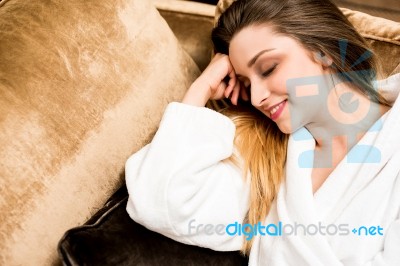 This Sofa Is Just So Comfortable Stock Photo