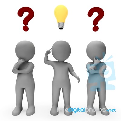Thought Lightbulb Represents Think About It And Complication 3d Stock Image