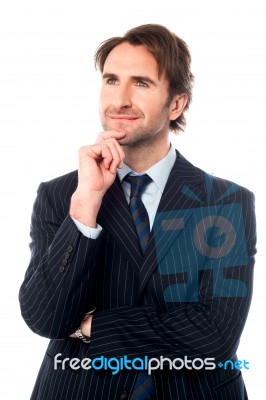Thoughtful Isolated Business Leader Stock Photo