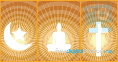 Three Great Religions Buddhism-christianity-islam Stock Image