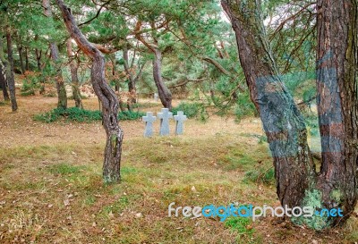 Three Stone Crosses In The Old Cemetery Stock Photo Three Stone Crosses In The Old Cemetery Stock Photo