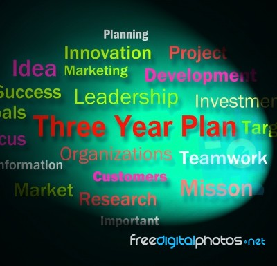 Three Year Plan Words Shows Future Business Program Stock Image