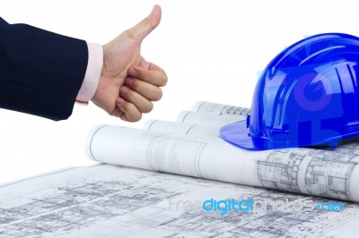 Thumb Up Good Construction Plan Stock Photo