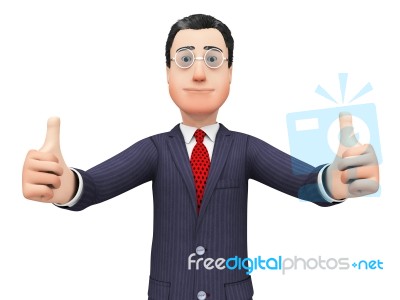 Thumbs Up Businessman Shows Fan Yes And Commerce Stock Image
